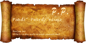 Pakó Petróniusz névjegykártya
